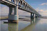 The bridge is built over the Brahmaputra river in Assam