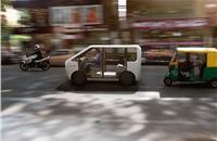 British start-up Helixx's open-sided tuk-tuk is aimed at ride-hailing businesses in large cities in developing countries.
