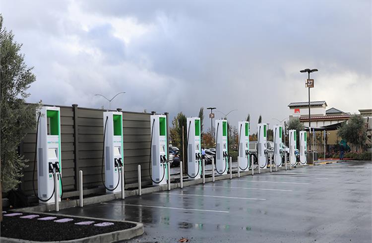 The 35 kW DC fast chargers from Electrify America at San Francisco Premium outlets