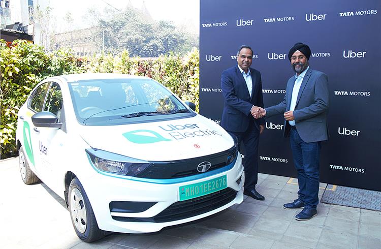L-R: Shailesh Chandra, MD, Tata Motors PVs and Tata Passenger E-Mobility and Prabhjeet Singh, President, Uber India and South Asia.