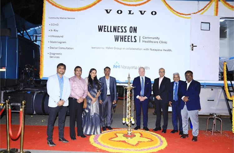 ‘Wellness on Wheels’ was inaugurated by Martin Lundstedt, President and CEO, Volvo AB along with Dr Devi Shetty, Chairman, Narayana Health on May 1, 2023.