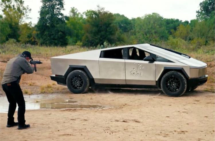 The Tesla Cybertruck is claimed to withstand 9mm bullets.