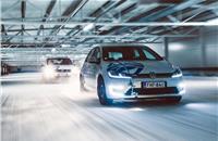 VW's e-Golf gets put through its paces on the icy and snow-littered Test World track