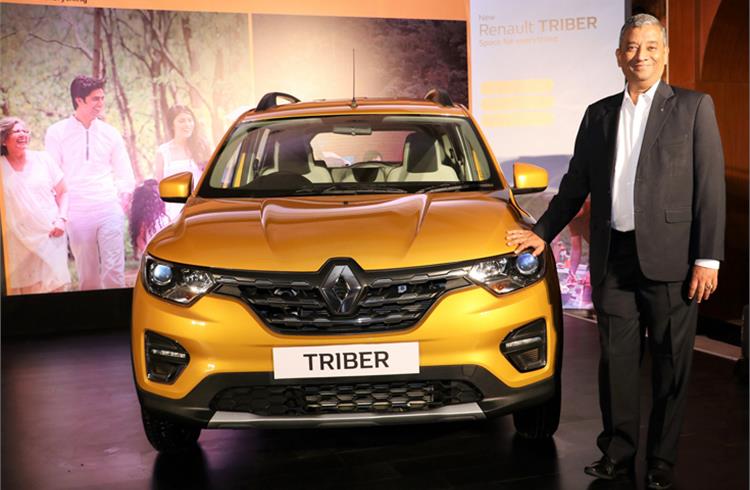 Venkatram Mamillapalle, Managing Director, Renault India and Head of Renault Operations in India, with the Triber.