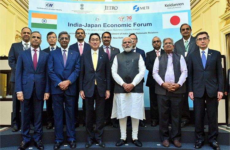 The line up of business leaders at the Indo-Japan Economic Forum in Delhi