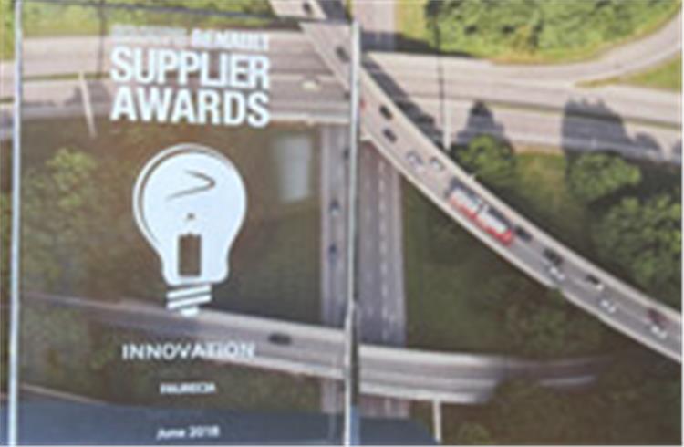 Faurecia has received an Innovation award at the 2018 Groupe Renault Suppliers event.
