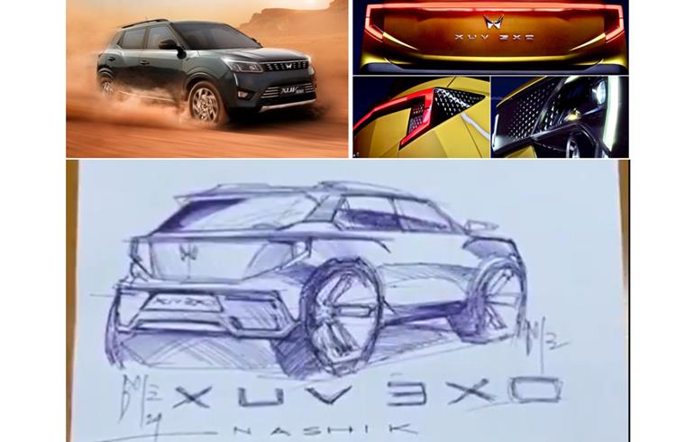 Clockwise from top left: XUV300 contributed 12% to M&M’s record sales of 459,877 units in FY2024. New XUV3XO looks to up the ante. Pratap Bose's sketches for the latest iteration of the compact SUV.