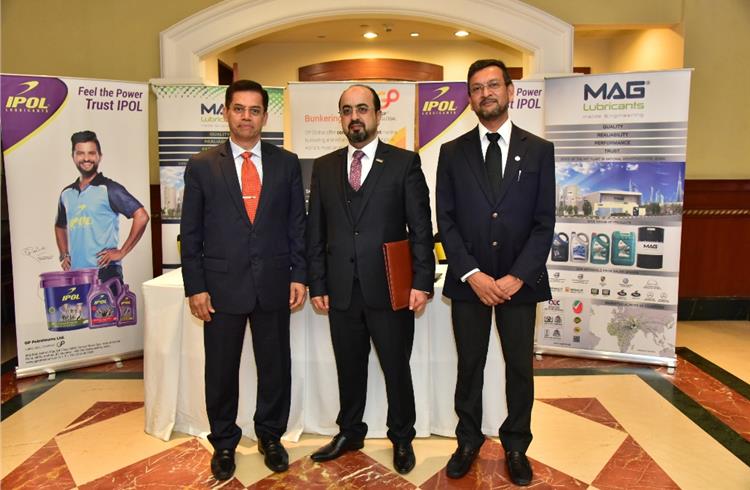 L-R: Hari Prakash M, CEO, GP Petroleums; Mahmoud Al Theraawi, CEO Mag Lube and Sanjay Singh, COO, Mag Lube UAE.