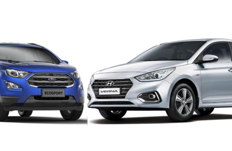 For Ford India, the Ecosport with 91,566 units was the export best-seller while the Verna with 40,279 units was Hyundai Motor India's best export performer.  