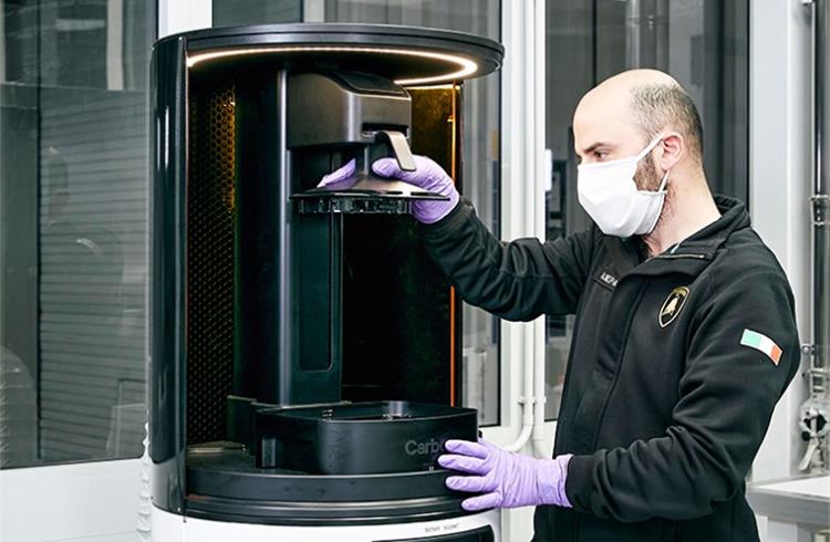 3D printer used to make medical protective shields.