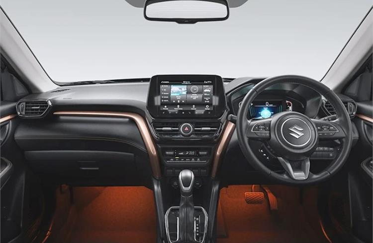 Touchscreen infotainment, instrument cluster and all the switchgear are identical on the Grand Vitara and the Toyota Hyryder.