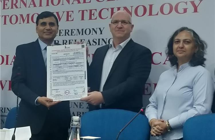 Hero MotoCorp today received India’s first BS-VI compliance certification  for Two-Wheelers from International Centre for Automotive Technology (ICAT) in New Delhi