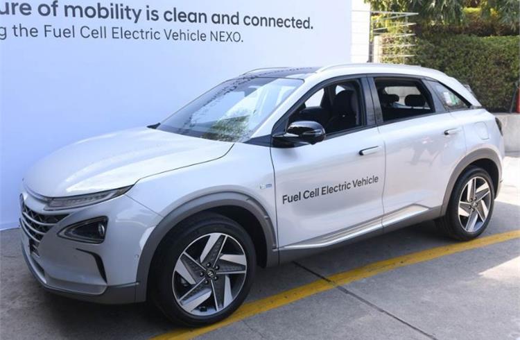 Hyundai Nexo fuel cell electric vehicle has a range of over 609 kilometres and emits clean water vapour and purifies the air while driving.                                      