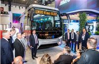 The JBM Ecolife & Galaxy all-electric bus launched at Bus World 2023 in Brussels.