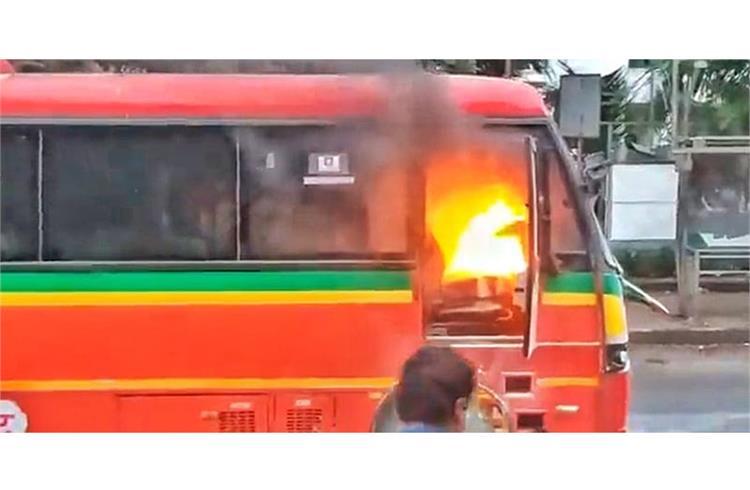BEST bus catches fire, no injuries reported 
