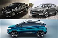 Clockwise, from top left: Toyota Camry Hybrid, Hyundai Nexo fuel cell EV and Tata Nexon EV.