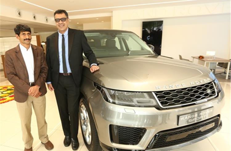 Rohit Suri, president and managing director, Jaguar Land Rover India (right) along with VT Ravindra, director, VST Grandeur, at the new retailer facility launch in Chennai.