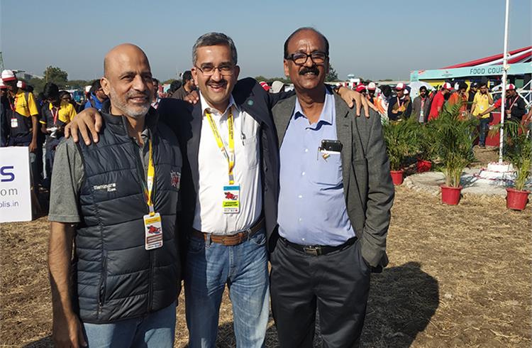 L-R: Endurance’s Ravi Kharul, Anand Group’s Umesh Shah and NATRiP’s Dr N Karuppaiah at the  2020 Mahindra Baja SAE India in Pithampur