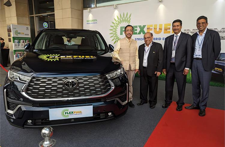 Vikram Gulati, Country Head and Executive Vice President, TKM with Kamran Rizvi, Secretary of Ministry of Heavy Industries and Aditya Jhunjhunwala, President of ISMA