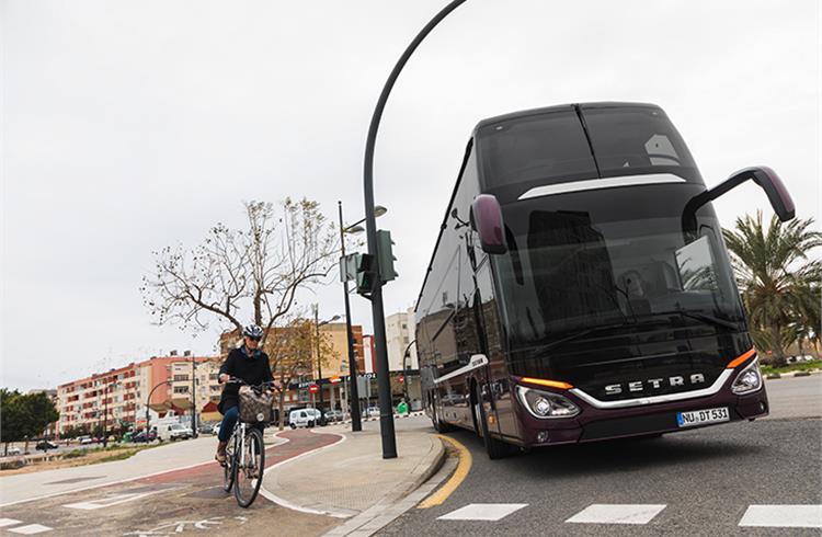 Mercedes-Benz and Setra now offer Sideguard Assist as an option, one of the first turning assistance system for buses and coaches.