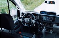 The steering wheel is equipped with height and inclination adjustment, wheel lock.