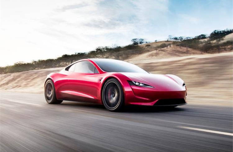 Tesla claims the Roadster goes from 0-100kph in 1.9sec and goes on to hit 100mph/160kph in 4.2sec and achieve a quarter-mile sprint in 8.9sec. 