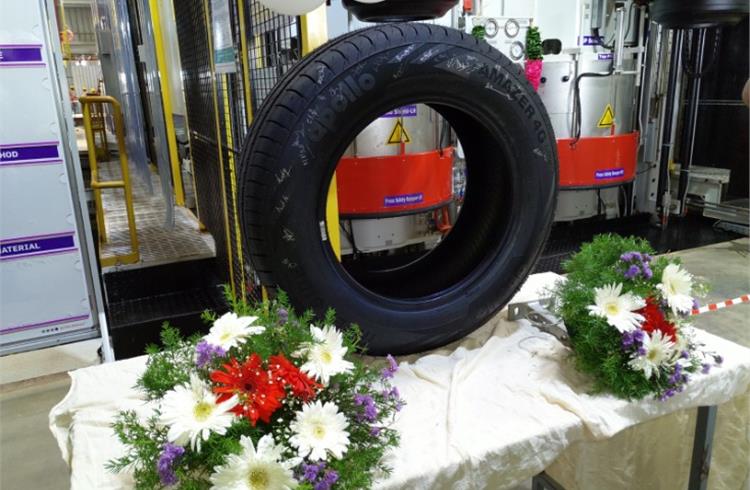 Tyre No. 1 rolled out from the Andhra Pradesh plant today. By 2022, it will have a capacity of 15,000 car tyres and 3,000 truck-bus radials each day.