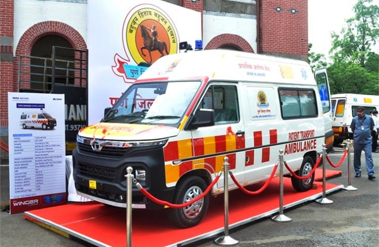 Tata Motors says the Winger ambulances, delivered to Zilla Parishad of Pune, are specially adapted for the transport of Covid-19 patients in the district of Pune.