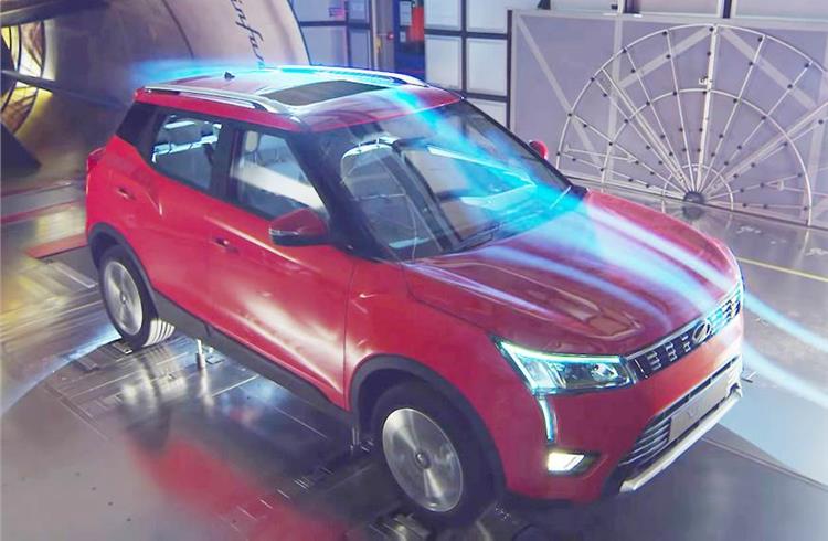 Mahindra’s XUV300 undergoing wind tunnel testing.