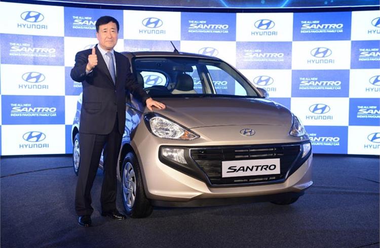 Hyundai Motor India MD and CEO YK Koo at the recent launch of the new Santro. 