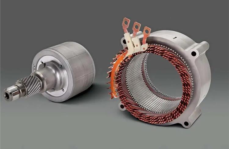 Rotor (left) is spun by stator (right) to generate power.
