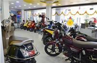A TVS Motor showroom decked up for the festive season.