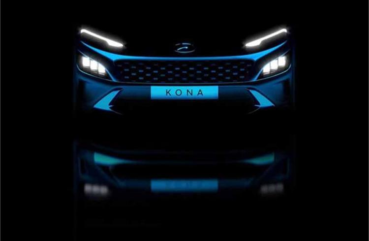 Key changes include a totally redesigned front end, with the current hexagonal grille ditched in a favour of a wider, slimmer item stretching across the Kona's face.
