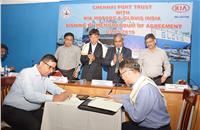 On September 5, Chennai Port Trust signed a Memorandum of Agreement with Kia Motors India and its logistic partner Glovis India for the export of cars through Chennai Port. (Photo: Chennai Port Trust)