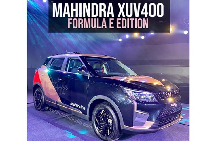 M&M also unveiled the XUV400 Formula E edition. All changes are cosmetic-only and are inspired by the M9Electro Formula E race car’s livery.