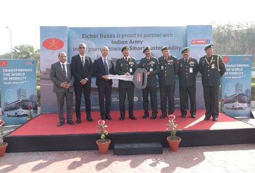 Eicher Trucks and Buses delivers 6 electric buses to Indian army 