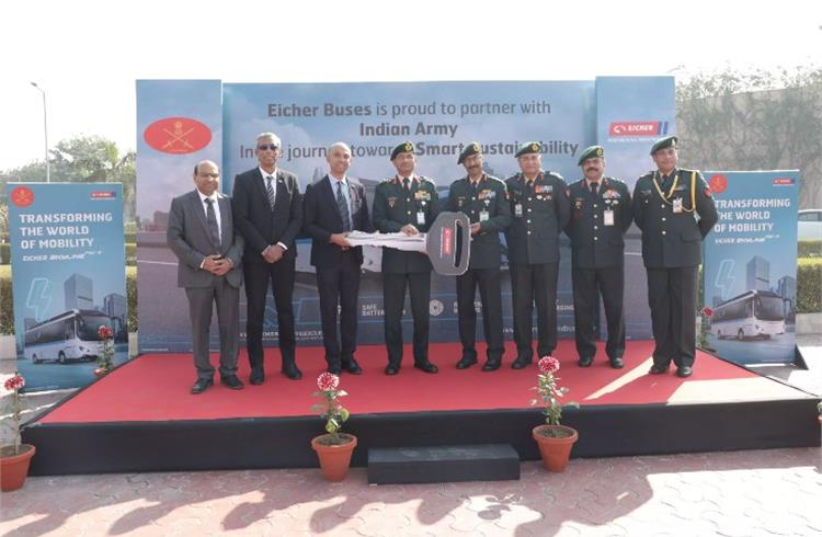Eicher Trucks and Buses delivers 6 electric buses to Indian army 