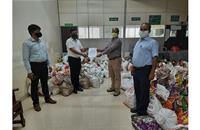 Piaggio team handing over ration kits to Executive Magistrate’s  Office, Baramati.