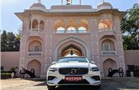 The updated Volvo S60, to be introduced early in 2021, poses with the royal backdrop of Rajmahal Palace in Jaipur.