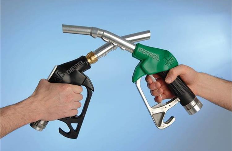 In the past 10 months, petrol price has risen by 17.92 a litre and diesel by Rs 18.48 a litre in the financial capital of the country; price differential down to Rs 9.53 a litre; rate increase more in diesel