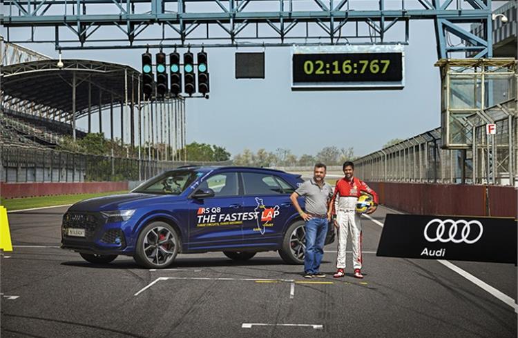 Aditya Patel with Audi India Head Balbir Singh Dhillon at the Buddh International Circuit.