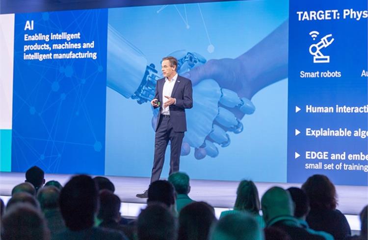 Bosch CEO Dr. Volkmar Denner on stage at the Bosch ConnectedWorld 2020 in Berlin.