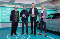 L-R: Walter Schofer, MD, Flughafen Stuttgart; Markus Schäfer, CTO, Development & Procurement Mercedes-Benz Group; Markus Heyn, Chairman of the Mobility Solutions business sector of Robert Bosch; Niels