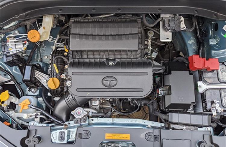 Tata's 1.2-litre, 3-cyl, naturally-aspirated petrol engine modified with a top-mounted air filter and reworked air plumbing to enhance low-end torque.