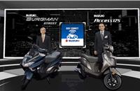 L-R: Koichiro Hirao, MD, Suzuki Motorcycle India and Devashish Handa, vice- president, Sales, Marketing and Aftersales, with the new Bluetooth-enabled Access 125 and Burgman Street.