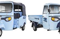 The Ape’ Electrik FX passenger and cargo three-wheelers. Piaggio claims a running cost of less than 50 paise a kilometre.