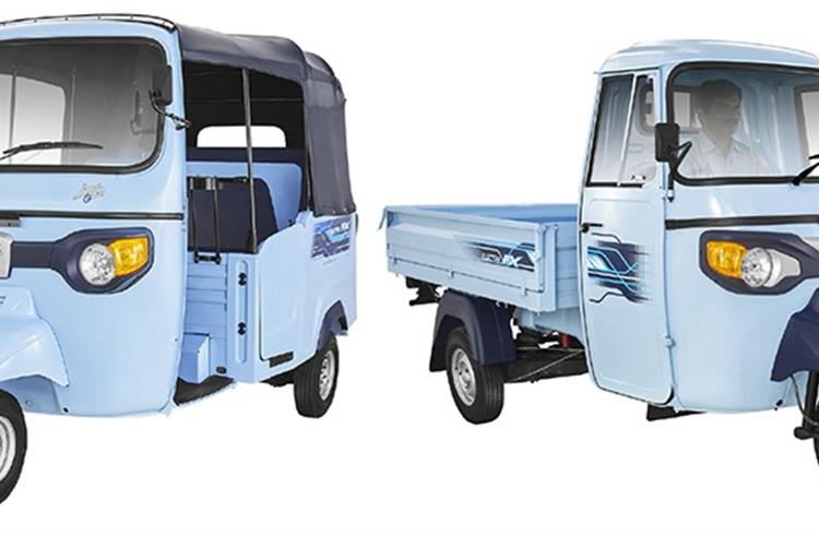 The Ape’ Electrik FX passenger and cargo three-wheelers. Piaggio claims a running cost of less than 50 paise a kilometre.