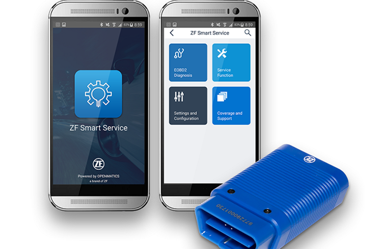 The ZF Smart Service app for passenger car diagnostics can be  used with various mobile devices. 