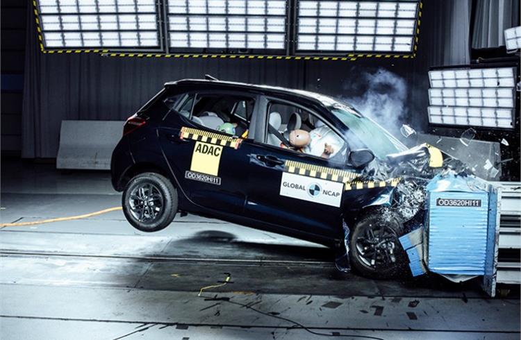 Hyundai’s Grand i10 Nios, which has double frontal airbags and pretensioners for both front passengers as standard, got 2 stars for adult occupant protection and 2 stars for child occupant protection