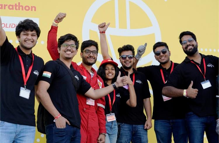Team DTU E-Supermileage from the Delhi Technological University won the Vehicle Design Award in the Prototype category for their innovative aerodynamic and fuel-efficient vehicle design which includes a carbon fibre (G1CM) body structure.